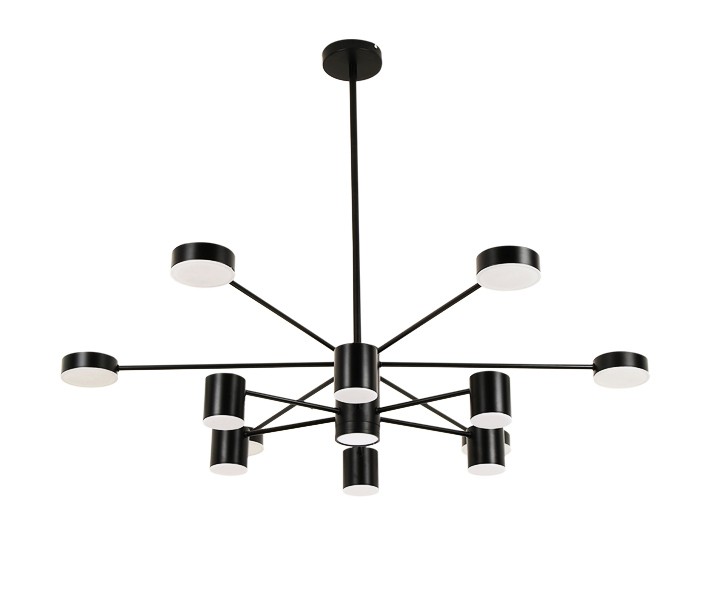 07649-13D,19 Люстра диммируемая Мекли черный d80 h67 Led 7*12W+6*16W (4000K) с пультом ДУ