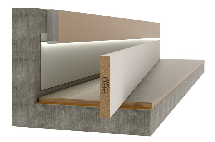 МДФ вставка для плинтуса Pro Design 2,7 м.п. до 200 мм , Грунт под покраску