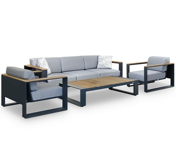 Комплект мебели OUTDOOR Монреаль (3-местный диван, 2 кресла, кофейный стол), черный Комплект мебели OUTDOOR Монреаль (3-местный диван, 2 кресла, кофейный стол), черный