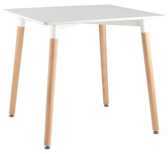 Стол квадратный белый на деревянных ножках 80*80 см