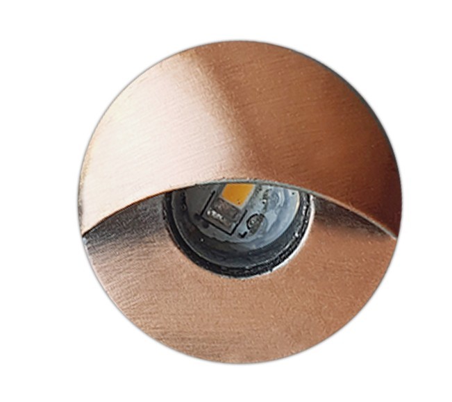 Светильник Акцент F101 для лестниц с  козырьком, медь, тёплый 3000 К, 12 В, 0,3 Вт, IP67