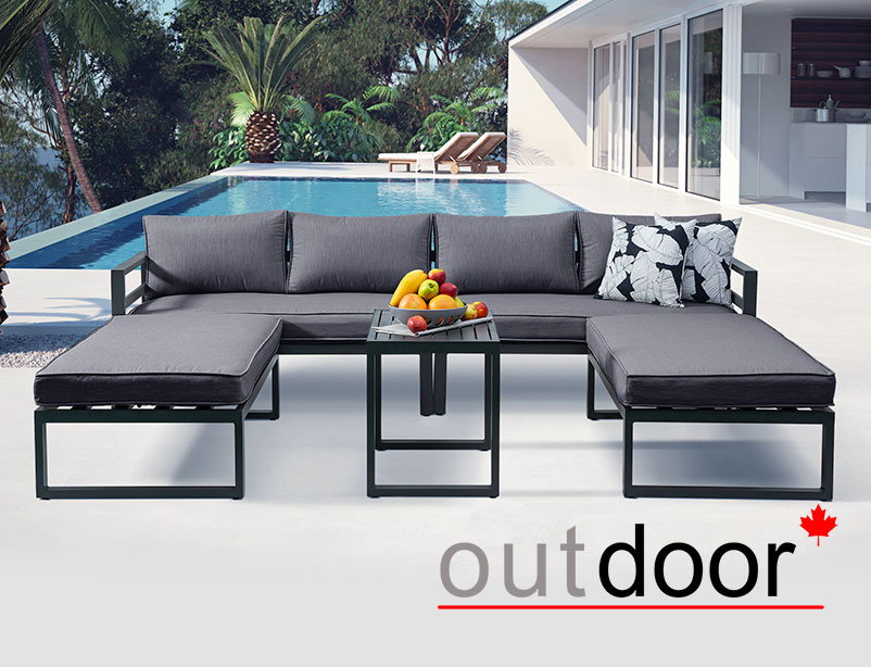 Модульный комплект мебели OUTDOOR Онтарио (2 дивана (левый/правый), 2 скамьи, кофейный стол), графит Модульный комплект мебели OUTDOOR Онтарио (2 дивана (левый/правый), 2 скамьи, кофейный стол), графит