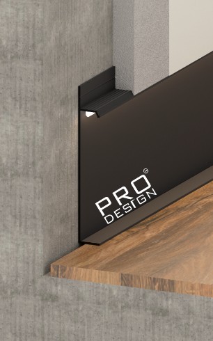 Скрытый плинтус Pro Design UNIVERSAL 2700мм Черный анодированный  Скрытый плинтус Pro Design UNIVERSAL 2700мм Черный анодированный