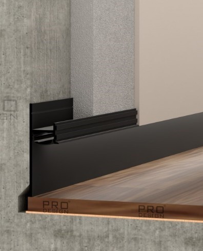 Теневой плинтус скрытого монтажа Pro Design 7209 2700 мм. Черный Муар RAL 9005 Теневой плинтус скрытого монтажа Pro Design 7209 2700 мм. Черный Муар RAL 9005
