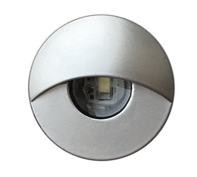 Светильник Акцент F101 для лестниц с  козырьком, серебро, тёплый 3000 К, 12 В, 0,3 Вт, IP67