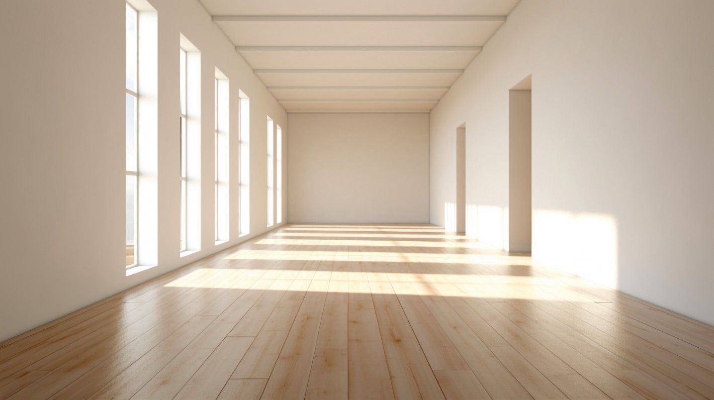 Просторное помещение с ламинатом