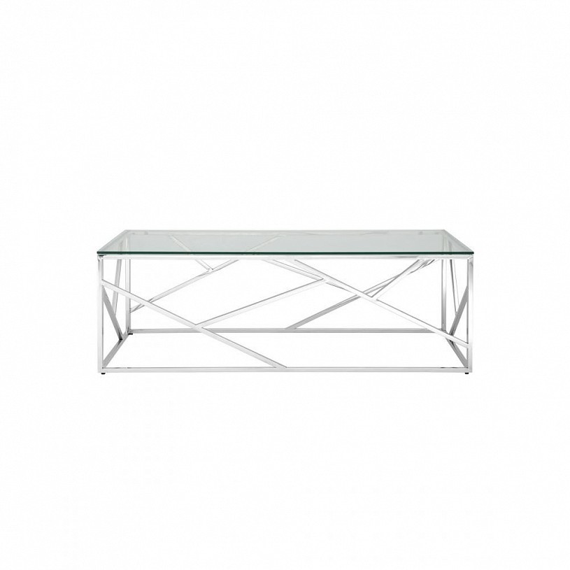 Журнальный стол 120*60 АРТ ДЕКО, прозрачное стекло, сталь серебро Журнальный стол 120*60 АРТ ДЕКО, прозрачное стекло, сталь серебро