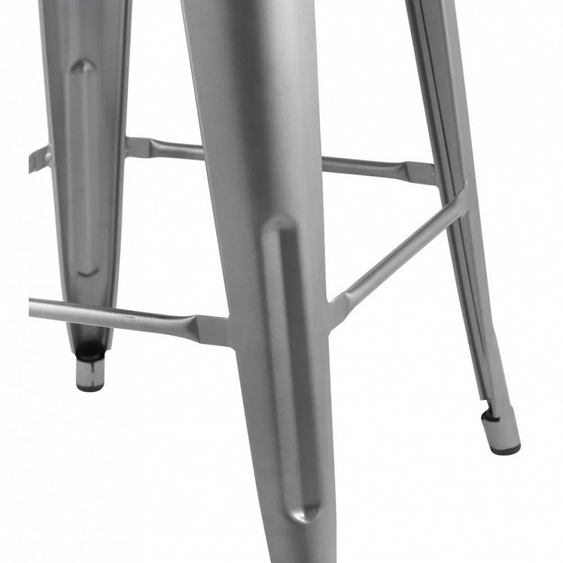 Стул барный TOLIX со спинкой серебристый матовый + темное дерево Стул барный TOLIX со спинкой серебристый матовый + темное дерево