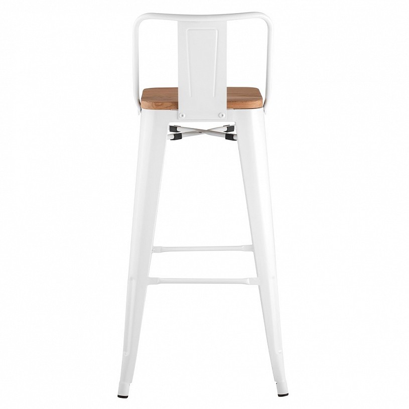 Стул барный TOLIX со спинкой белый глянцевый + светлое дерево Стул барный TOLIX со спинкой белый глянцевый + светлое дерево