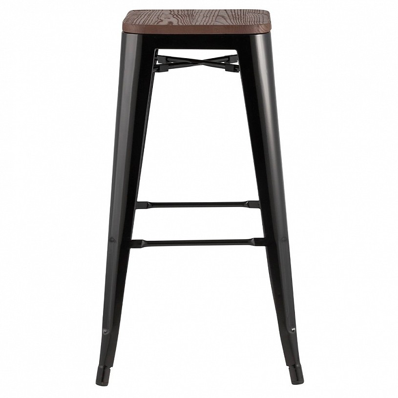 Стул барный TOLIX черный глянцевый + темное дерево Стул барный TOLIX черный глянцевый + темное дерево