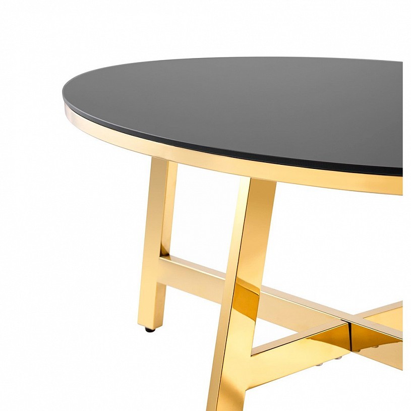 Журнальный стол 100*50 АЛЬБА, стекло черное, сталь золото Журнальный стол 100*50 АЛЬБА, стекло черное, сталь золото