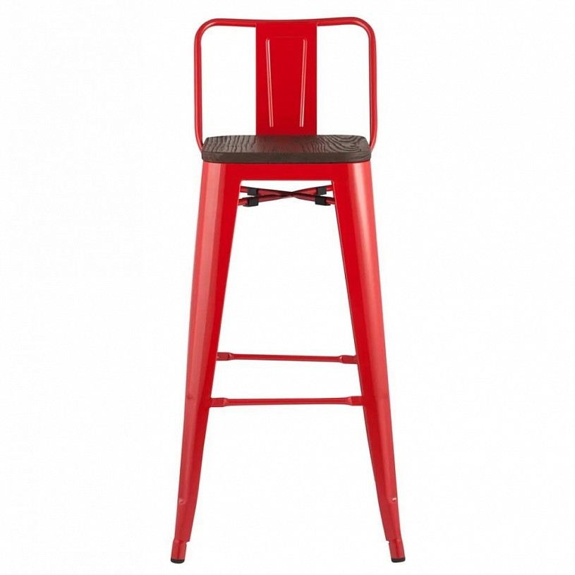 Стул барный TOLIX со спинкой красный глянцевый + темное дерево Стул барный TOLIX со спинкой красный глянцевый + темное дерево