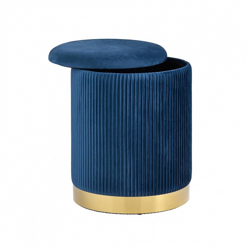 Пуф Шарлотта с ящиком, велюр синий
