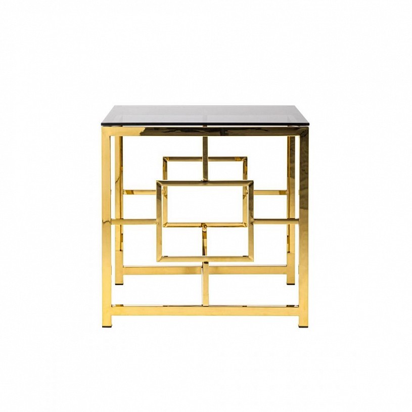 Журнальный столик 55*55 БРУКЛИН, стекло smoke, сталь золото Журнальный столик 55*55 БРУКЛИН, стекло smoke, сталь золото