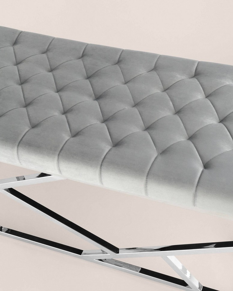 Банкетка-скамейка АРТ ДЕКО, вельвет серый, сталь серебро Банкетка-скамейка АРТ ДЕКО, вельвет серый, сталь серебро