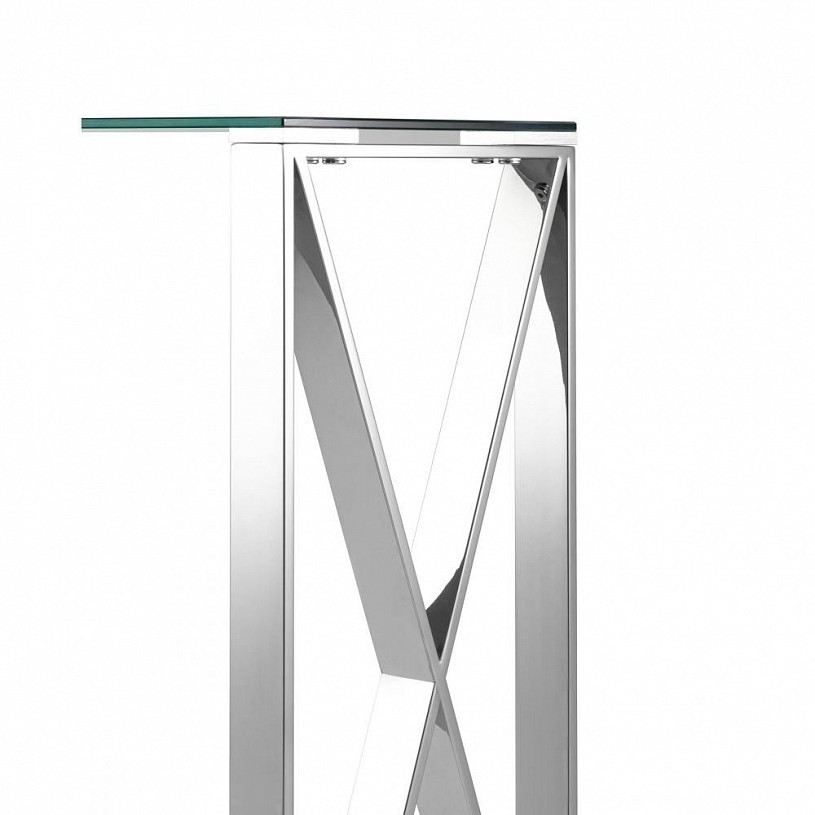 Консоль КРОСС 115*30, прозрачное стекло, сталь серебро Консоль КРОСС 115*30, прозрачное стекло, сталь серебро