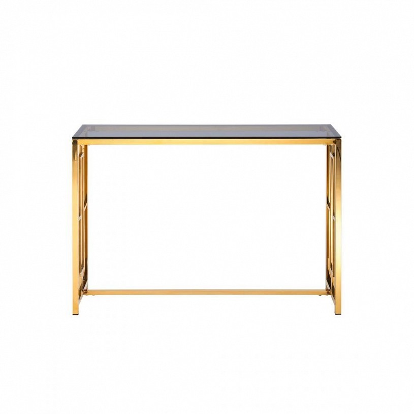 Консоль БРУКЛИН 115*30, стекло smoke, сталь золото
