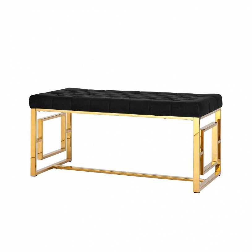 Банкетка-скамейка БРУКЛИН, вельвет черный, сталь золото Банкетка-скамейка БРУКЛИН, вельвет черный, сталь золото