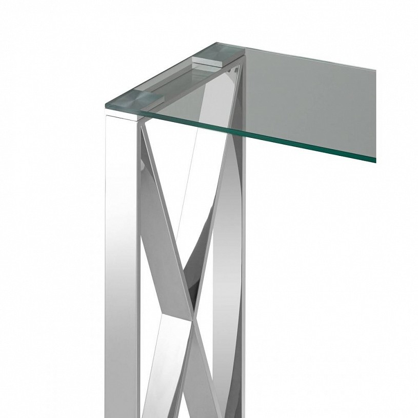 Консоль КРОСС 115*30, прозрачное стекло, сталь серебро Консоль КРОСС 115*30, прозрачное стекло, сталь серебро