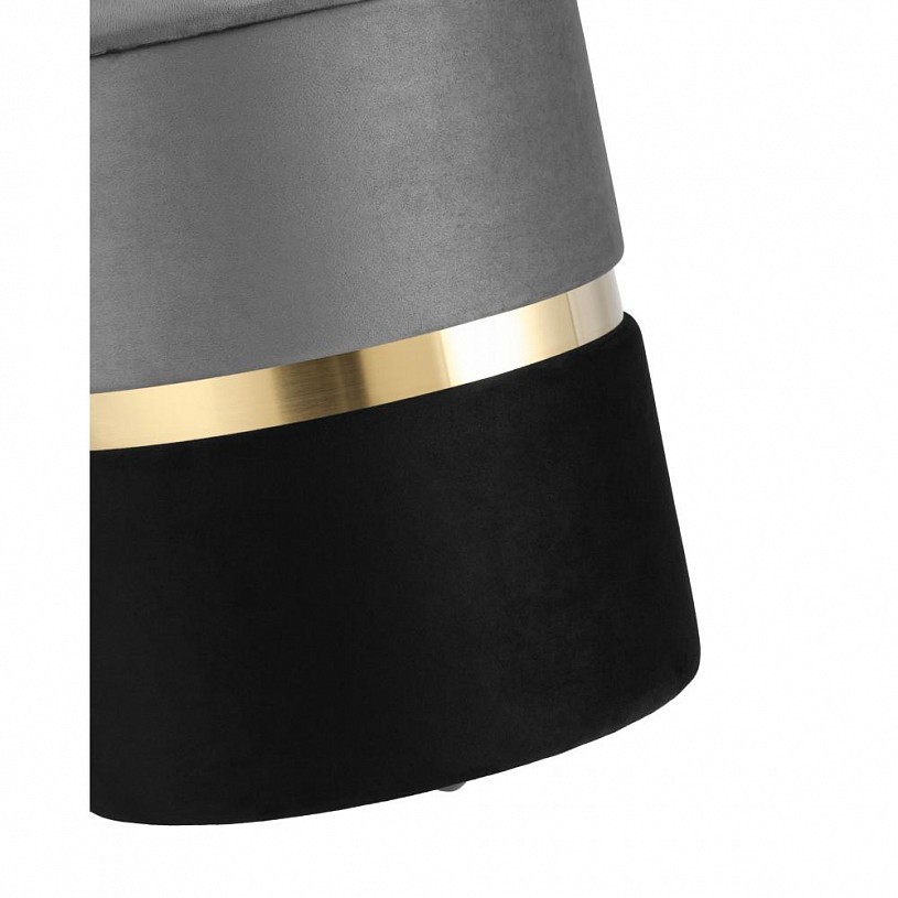 Пуф Кэрри с ящиком велюр серо-черный Пуф Кэрри с ящиком велюр серо-черный