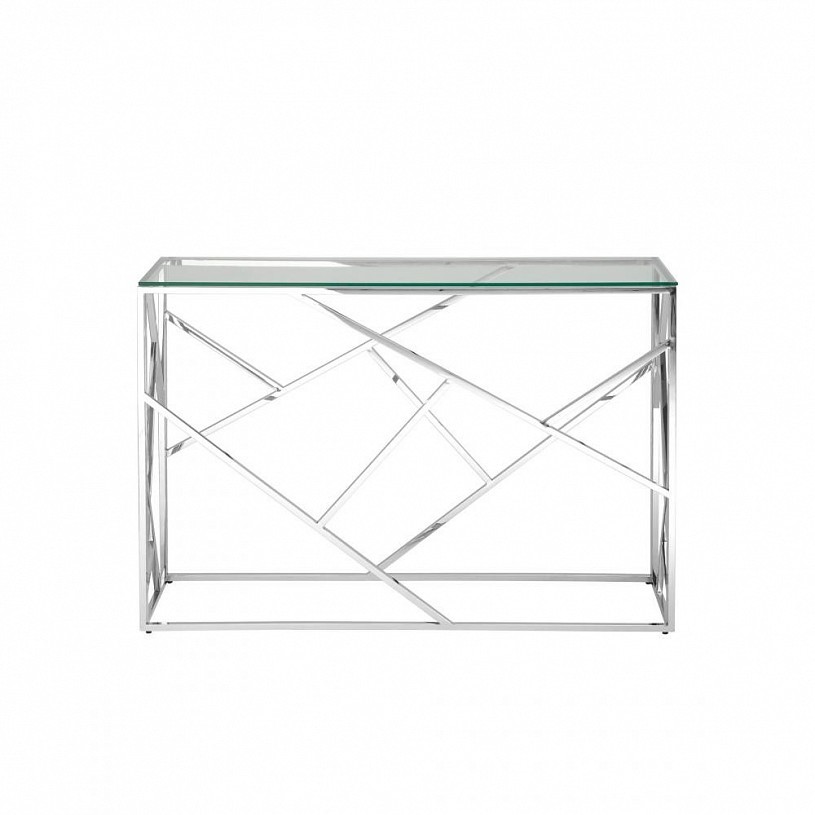 Консоль АРТ ДЕКО 115*30, прозрачное стекло, сталь серебро