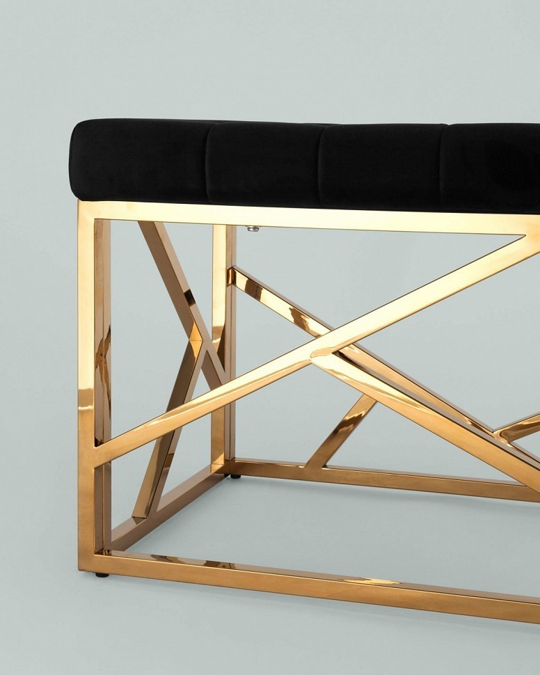Банкетка-скамейка АРТ ДЕКО, вельвет черный, сталь золото Банкетка-скамейка АРТ ДЕКО, вельвет черный, сталь золото
