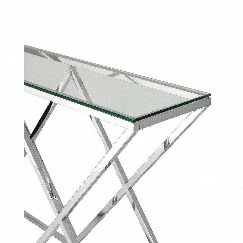 Консоль ИНСИГНИЯ 115*30, прозрачное стекло, сталь серебро