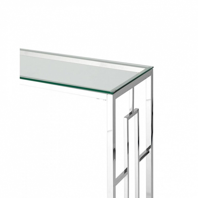 Консоль БРУКЛИН 120*40, прозрачное стекло, сталь серебро