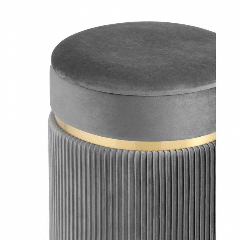 Пуф Миранда с ящиком, велюр серый