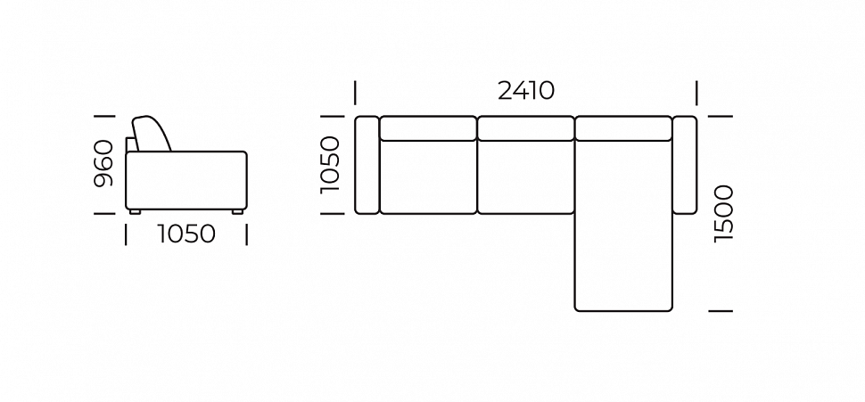 Угловой диван Амелия (локти «прямоугольные»)