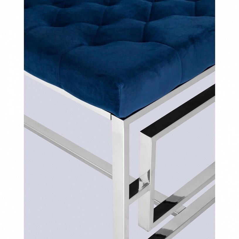 Банкетка-скамейка БРУКЛИН, вельвет синий, сталь серебро Банкетка-скамейка БРУКЛИН, вельвет синий, сталь серебро
