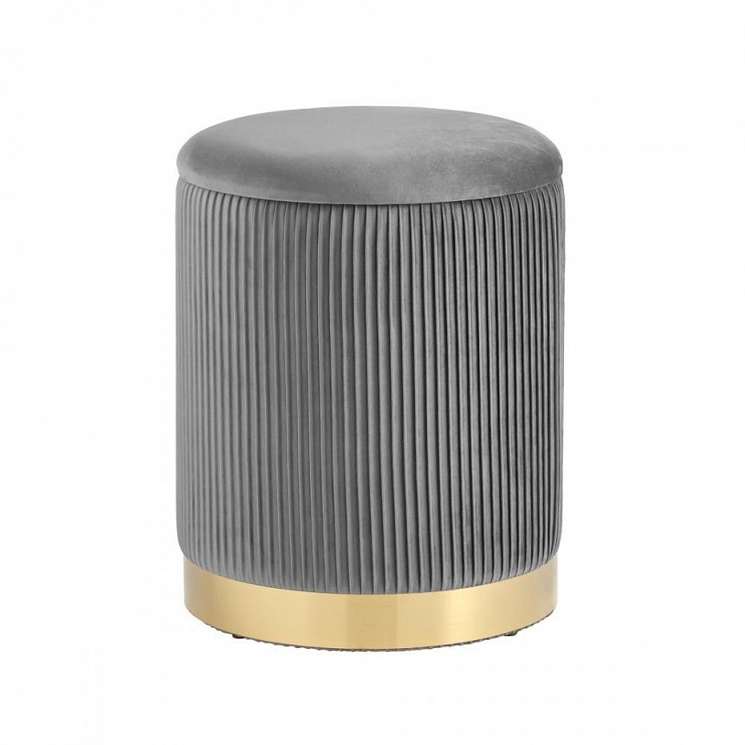 Пуф Шарлотта с ящиком, велюр серый
