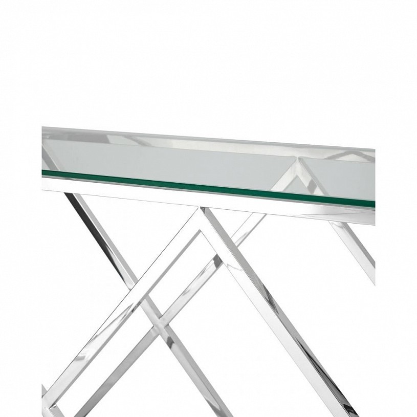 Консоль ИНСИГНИЯ 120*40, прозрачное стекло, сталь серебро