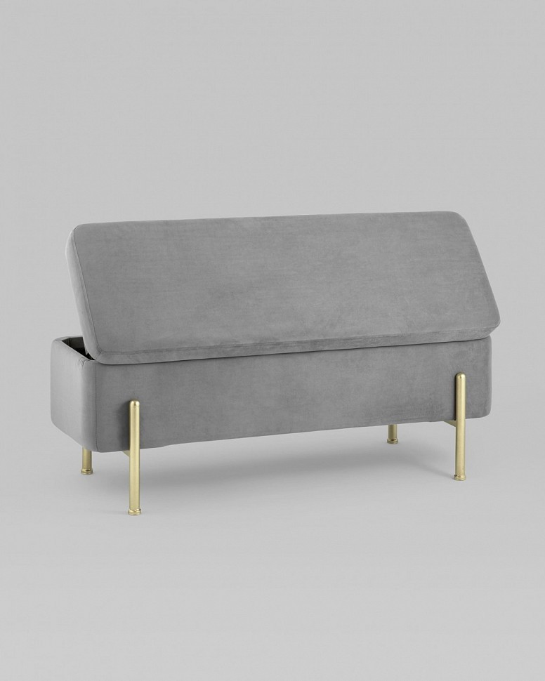 Банкетка Болейн с ящиком, велюр серый Банкетка Болейн с ящиком, велюр серый