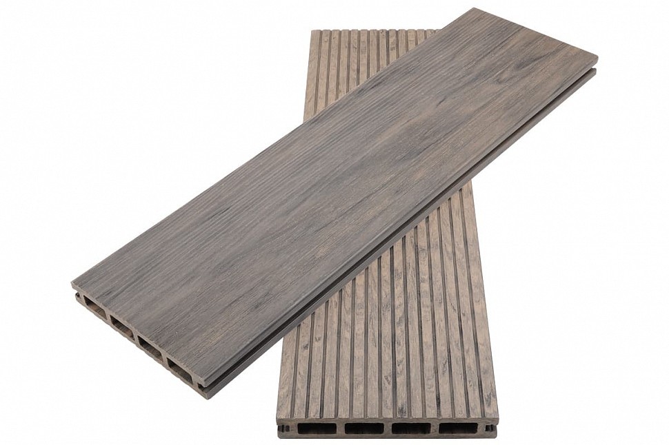 Пустотелая террасная доска Woodvex Colorite серый дым Пустотелая террасная доска Woodvex Colorite серый дым