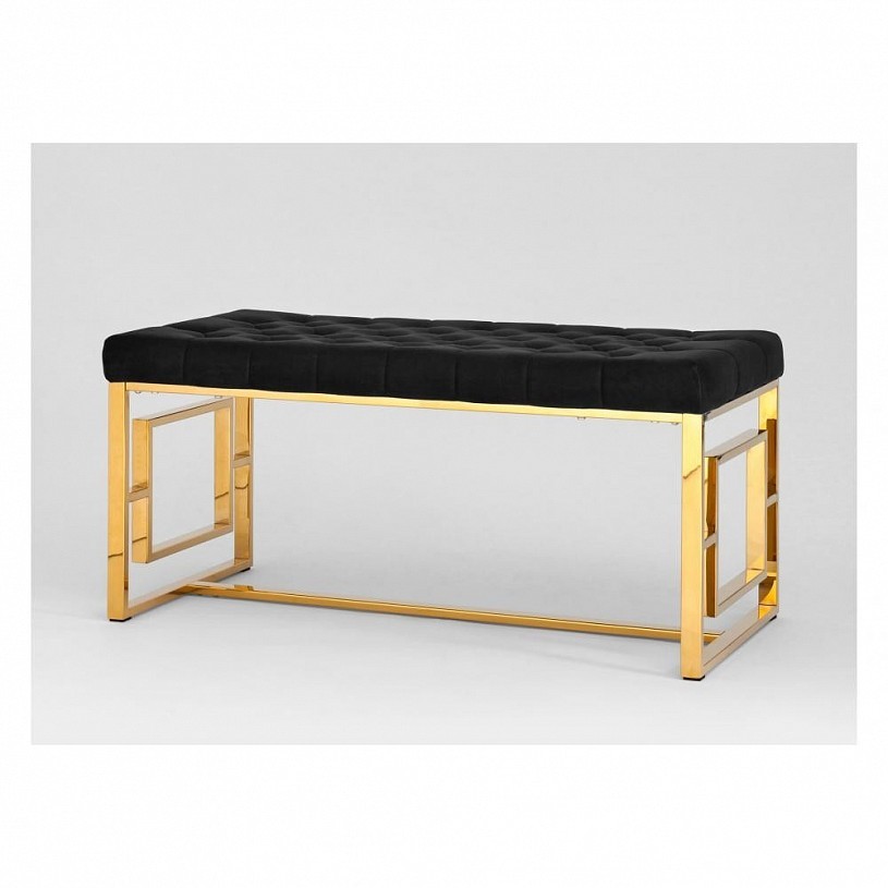 Банкетка-скамейка БРУКЛИН, вельвет черный, сталь золото Банкетка-скамейка БРУКЛИН, вельвет черный, сталь золото