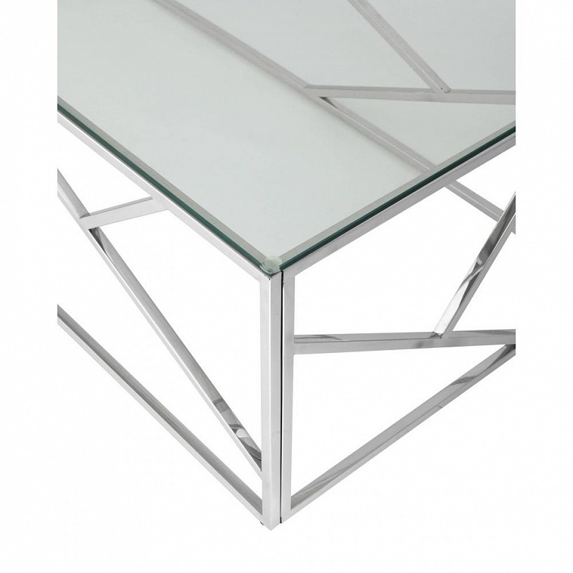 Журнальный стол 120*60 АРТ ДЕКО, прозрачное стекло, сталь серебро Журнальный стол 120*60 АРТ ДЕКО, прозрачное стекло, сталь серебро