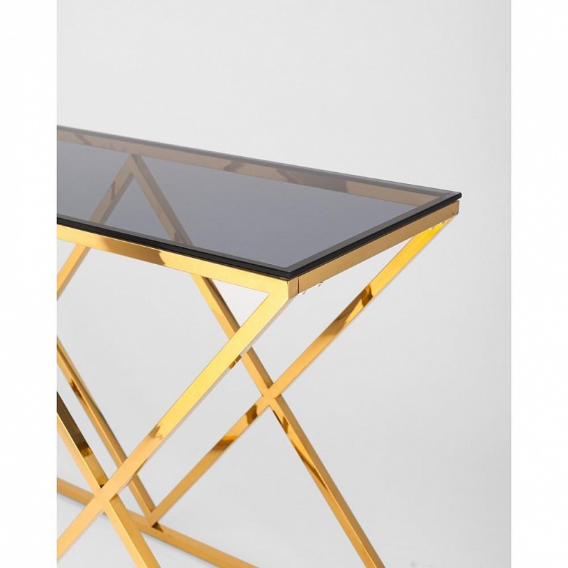 Консоль ИНСИГНИЯ 120*40, стекло smoke, сталь золото Консоль ИНСИГНИЯ 120*40, стекло smoke, сталь золото