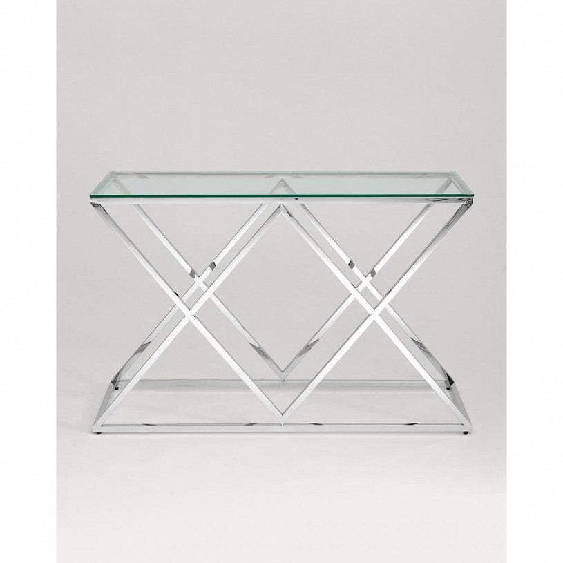 Консоль ИНСИГНИЯ 120*40, прозрачное стекло, сталь серебро