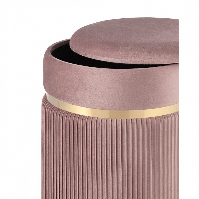 Пуф Миранда с ящиком, велюр розовый