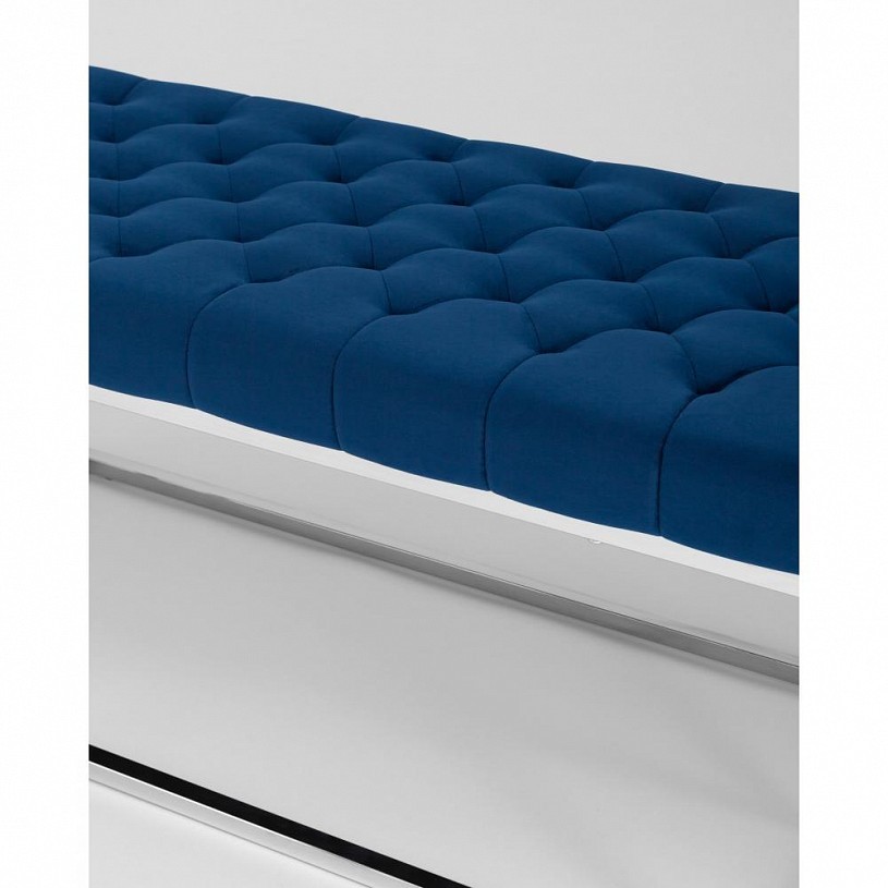 Банкетка-скамейка ИНСИГНИЯ, вельвет синий, сталь серебро Банкетка-скамейка ИНСИГНИЯ, вельвет синий, сталь серебро