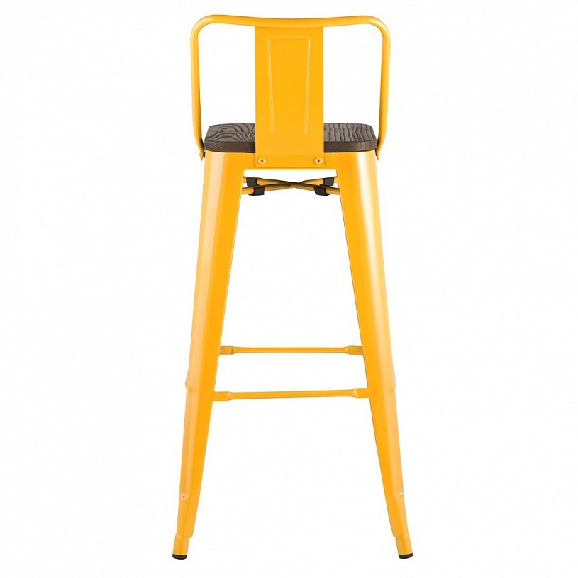Стул барный TOLIX со спинкой желтый глянцевый + темное дерево Стул барный TOLIX со спинкой желтый глянцевый + темное дерево