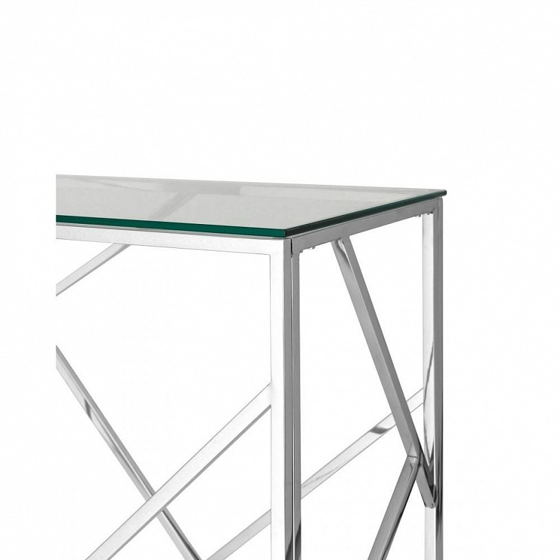 Консоль АРТ ДЕКО 120*40, прозрачное стекло, сталь серебро