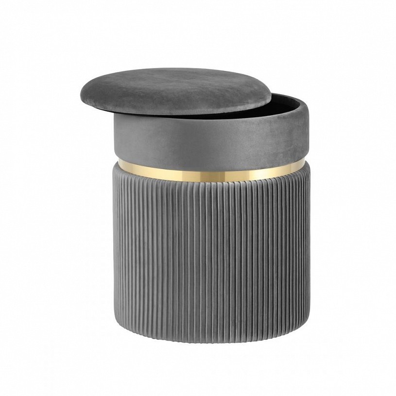 Пуф Миранда с ящиком, велюр серый