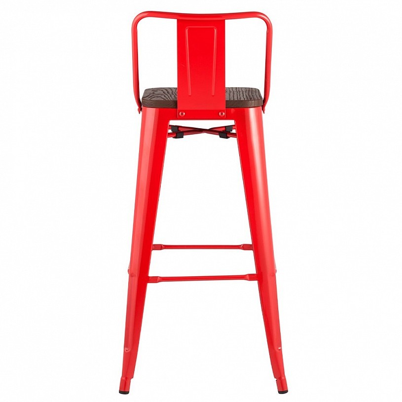Стул барный TOLIX со спинкой красный глянцевый + темное дерево Стул барный TOLIX со спинкой красный глянцевый + темное дерево