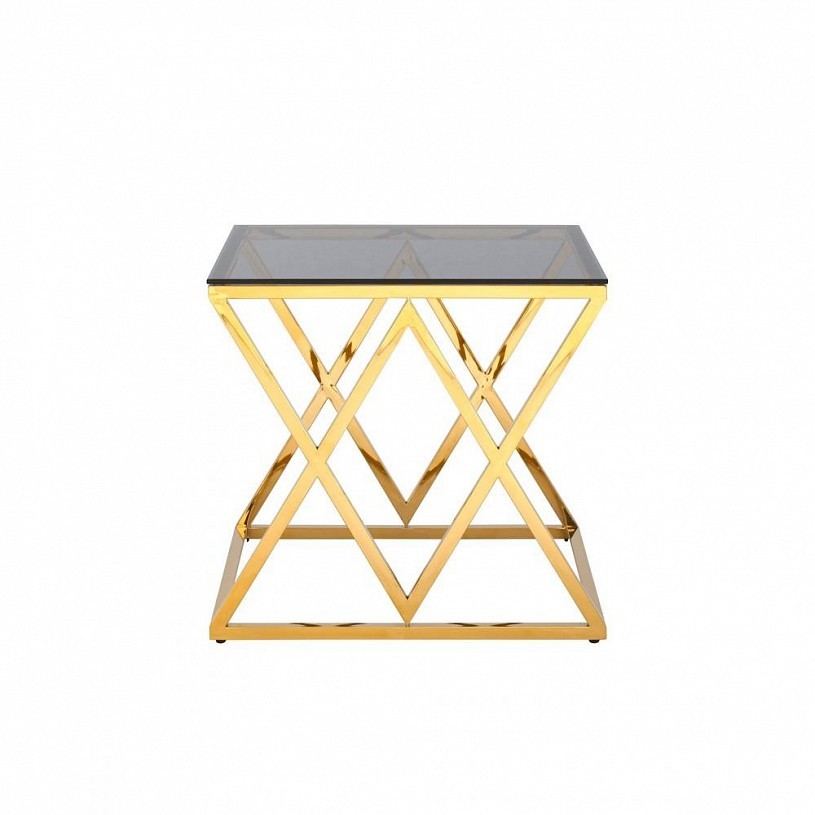 Журнальный стол 55*55 ИНСИГНИЯ, стекло smoke, сталь золото Журнальный стол 55*55 ИНСИГНИЯ, стекло smoke, сталь золото