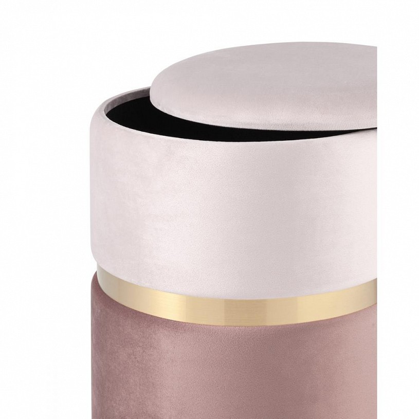 Пуф Кэрри с ящиком велюр розовый