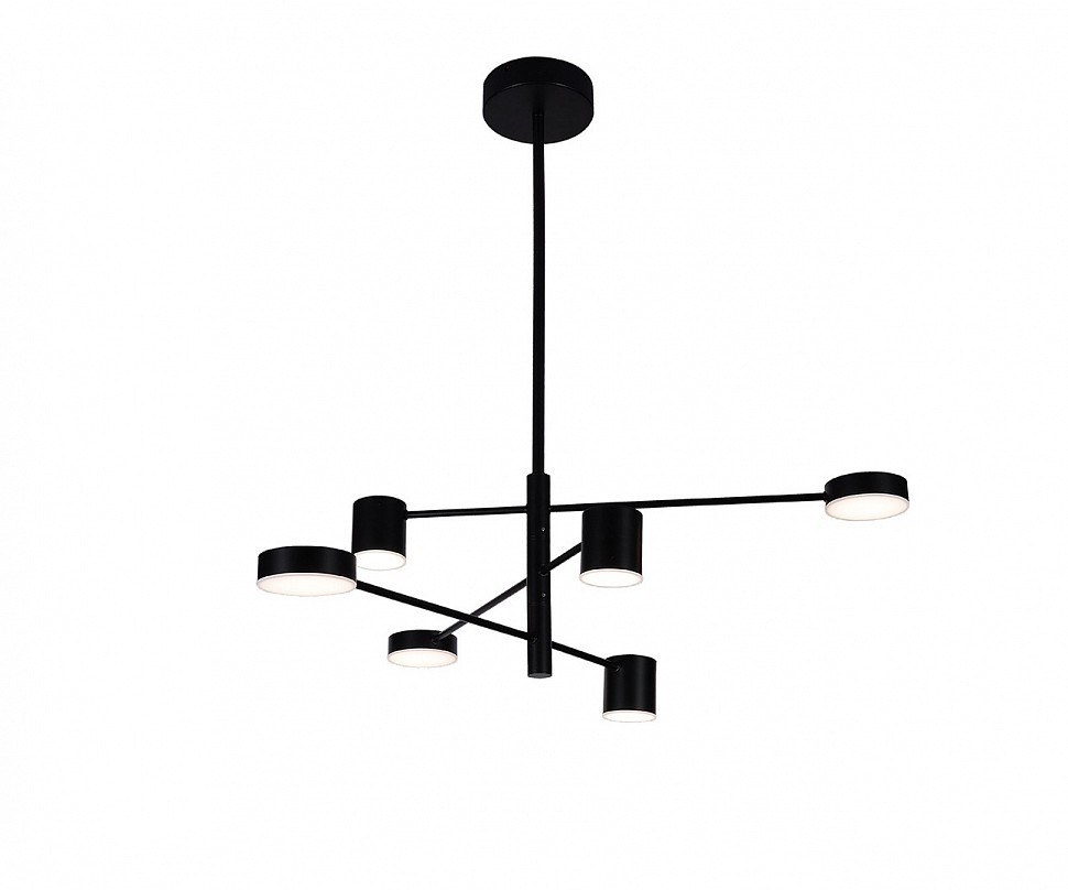 07650-6D,19(4000K) Люстра диммируемая Мекли черный d90 h81 Led 3*12W+3*16W (4000К) с пультом ДУ