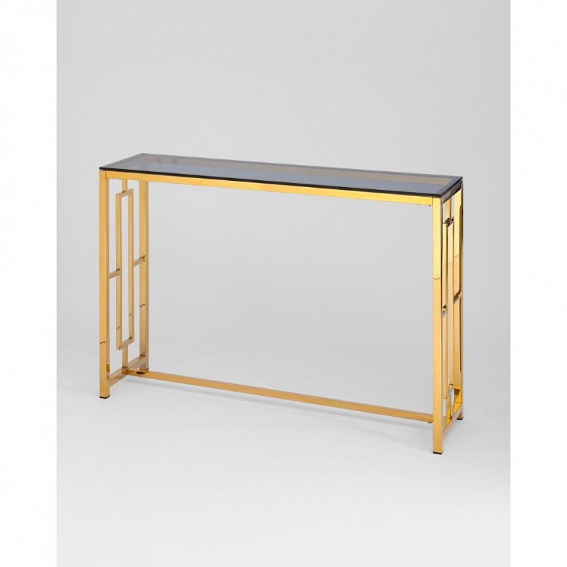 Консоль БРУКЛИН 115*30, стекло smoke, сталь золото