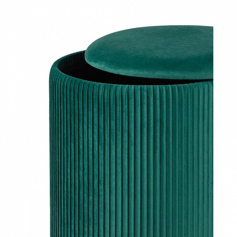Пуф Шарлотта с ящиком, велюр зеленый